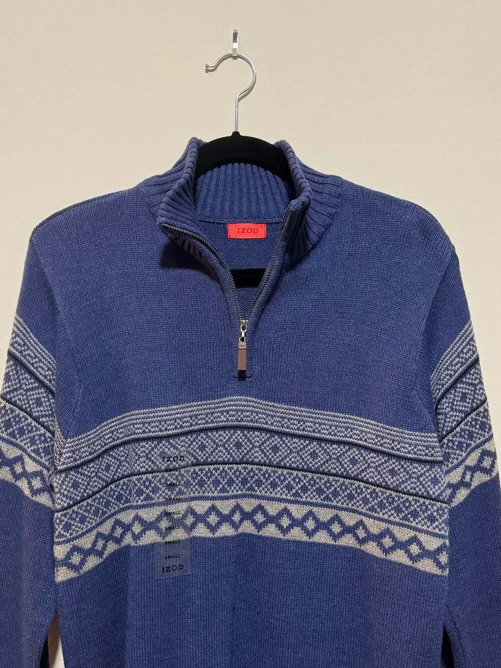 Men's IZOD Fairisle Quarter-Zip Sweater Blue Luxury Sport
